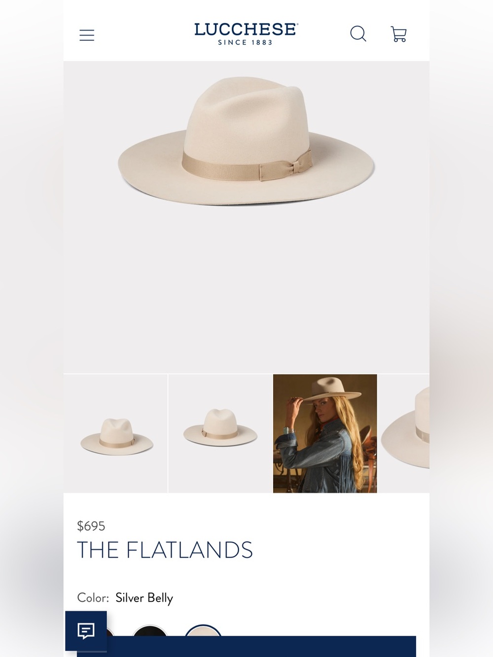 Lucchese The Flatlands Wide Brim Hat in Silver Belly